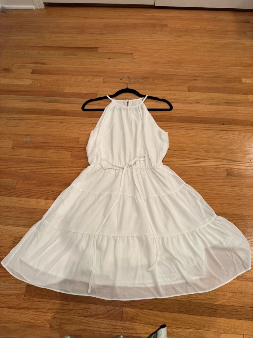 White Halter Maxi Dress with Drawstring Waist